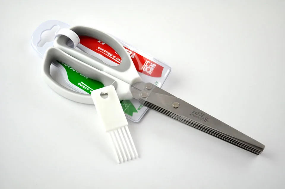 مقص 5 شفرات ستيل مقبض أبيض 22 سم SVN 8731